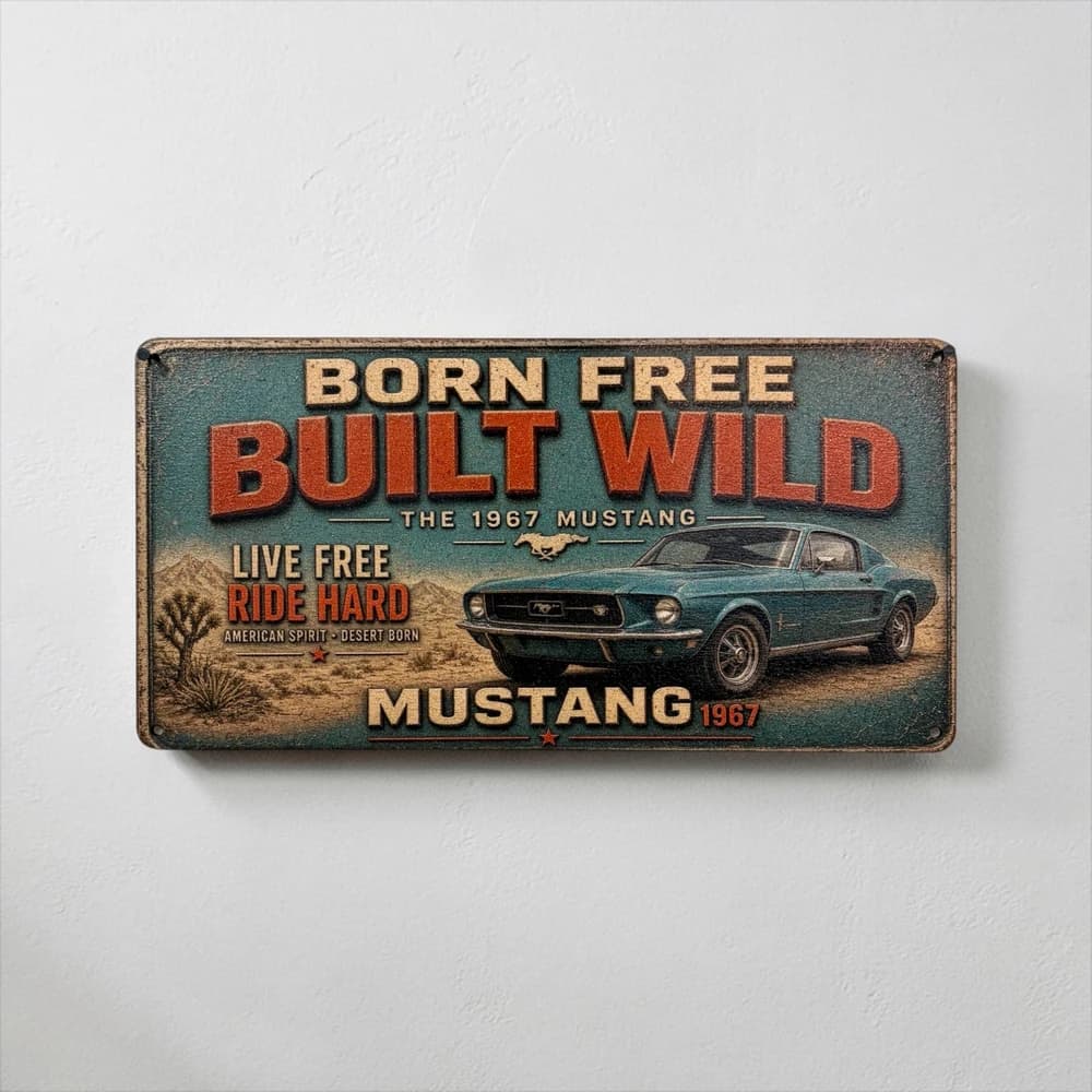 تابلو چوبی طرح mustang سایز 30×15