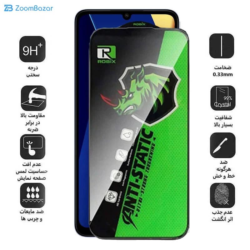 گلس اپیکوی مدل Rhino Robix مناسب برای گوشی موبایل شیائومی Redmi 13C/Poco C65 — تصویر ۳