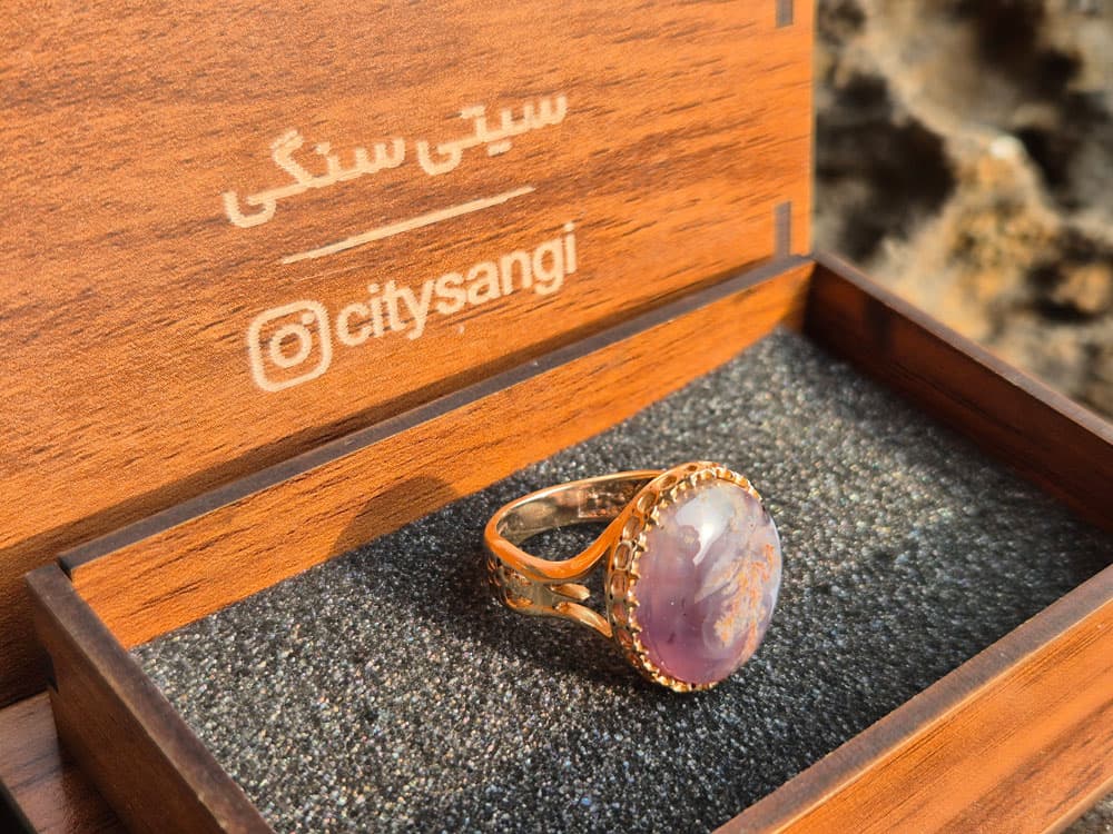انگشتر طلاروس درجه یک با نگین عقیق سوسنی