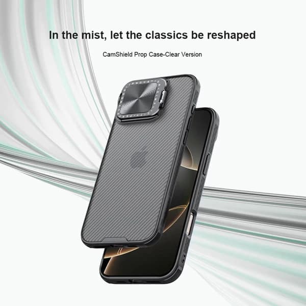 گارد نیمه شفاف کمرا استند iPhone 16 Pro مارک نیلکین مدل Camshield Prop Clear — تصویر ۴