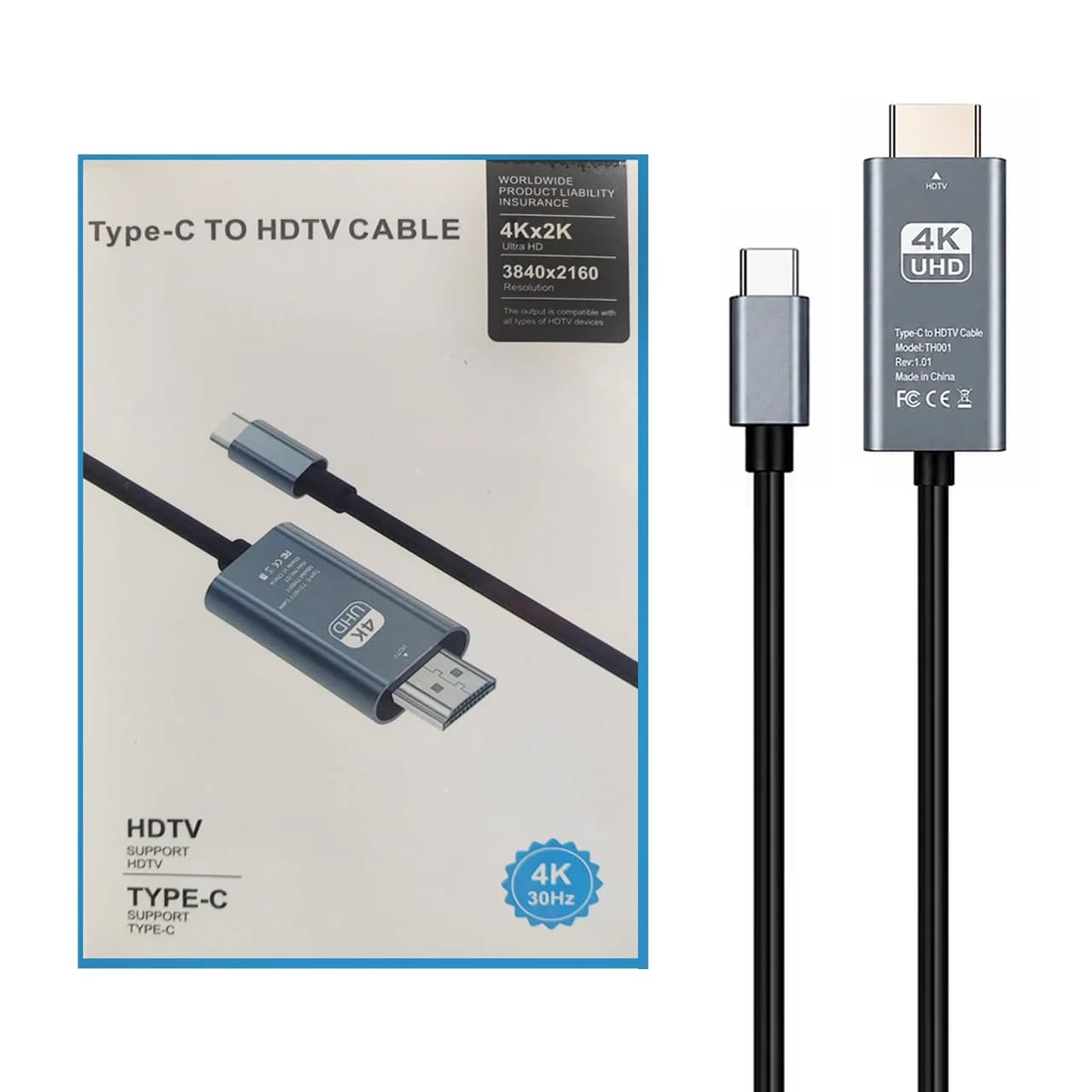 کابل 2 متری Type-C To HDMI 4K – مشکی – RH