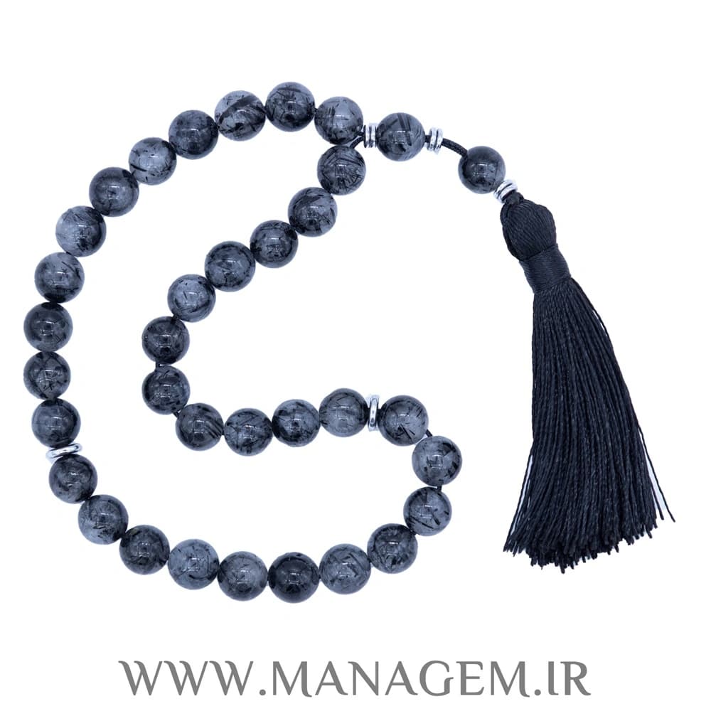 تسبیح روتایل کوارتز سیاه
