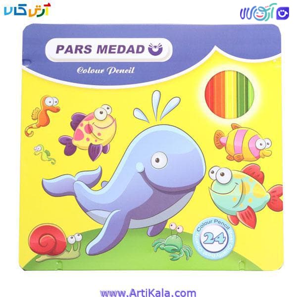 مداد رنگی 24 رنگ جعبه فلزی پارس مداد PARS MEDAD