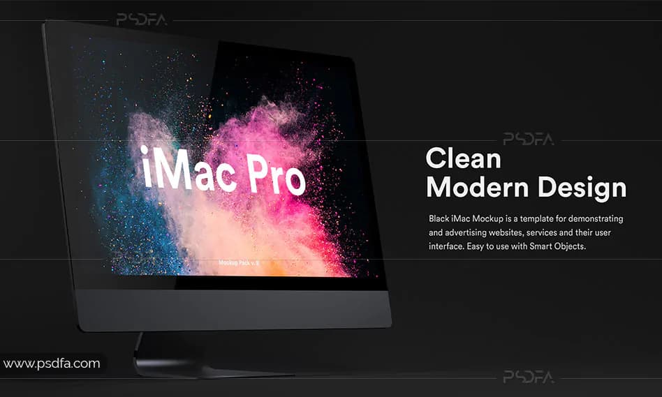 موکاپ آیمک پرو با تم تیره و مشکی برای فتوشاپ – iMac Pro Mockups