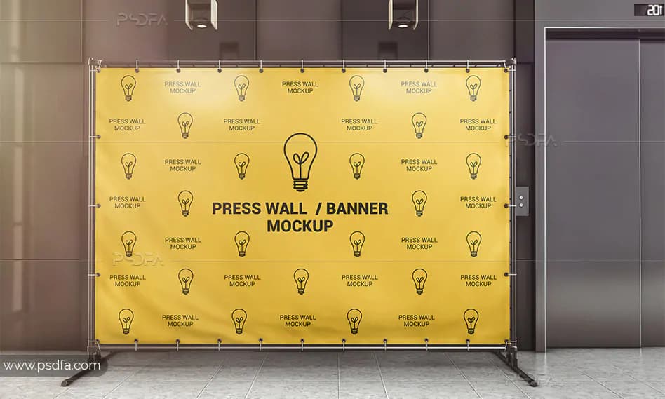 موکاپ بنر استند عریض لایه باز برای فتوشاپ – Stand Banner Mockup