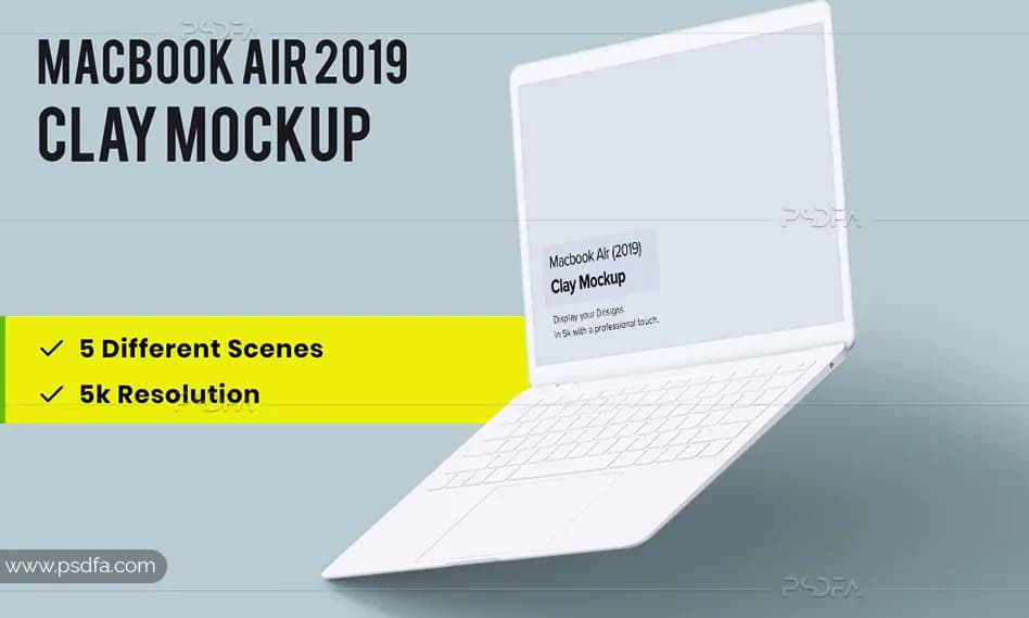 موکاپ مکبوک ایر سفید لایه باز PSD برای فتوشاپ – Macbook Air Mockup
