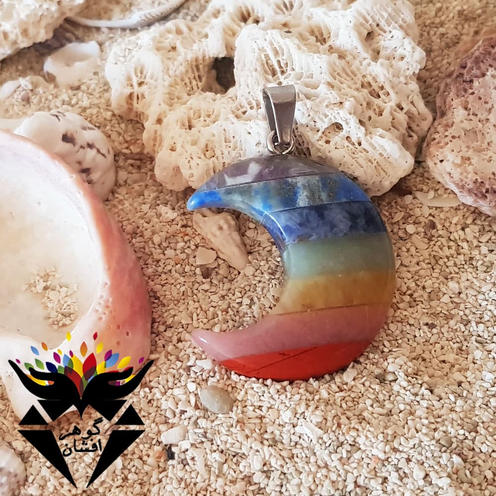 گردنبند هفت سنگ چاکرا طرح ماه G3045