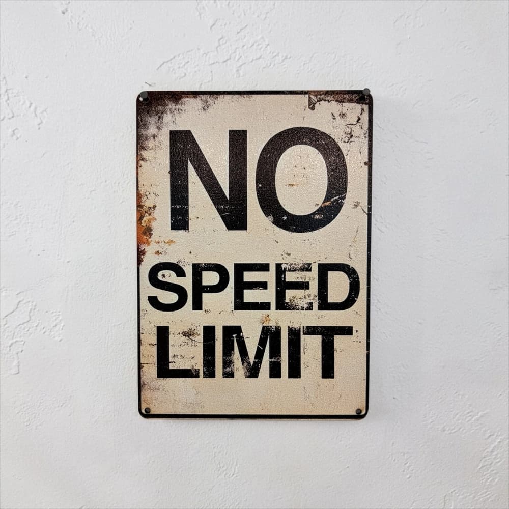 تابلو چوبی طرح no speed limit سایز 20×15