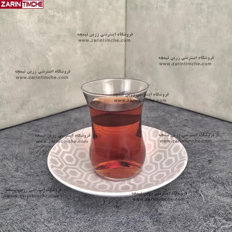 نعلبکی زیر استکانی چینی زرین مدل پرسین زرین