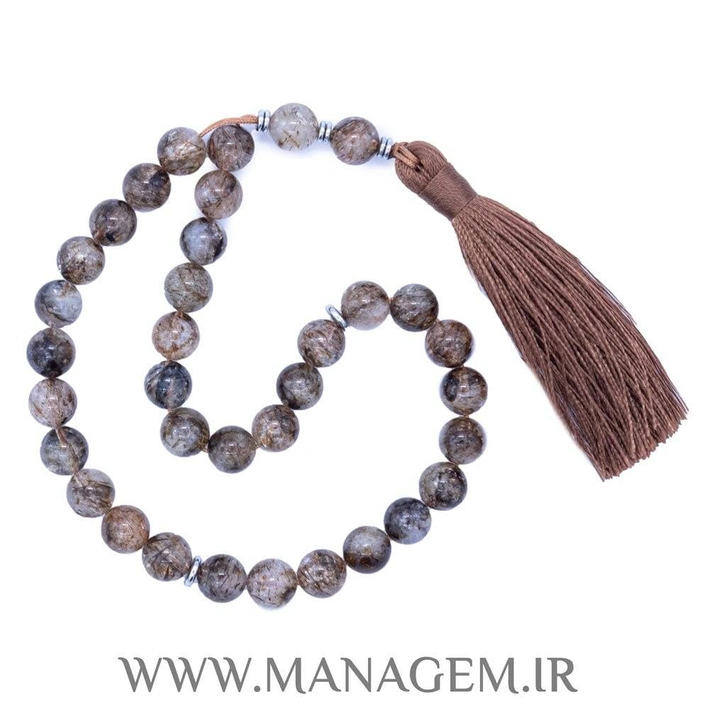 تسبیح کوارتز مویی اسموکی ۳۳ عددی