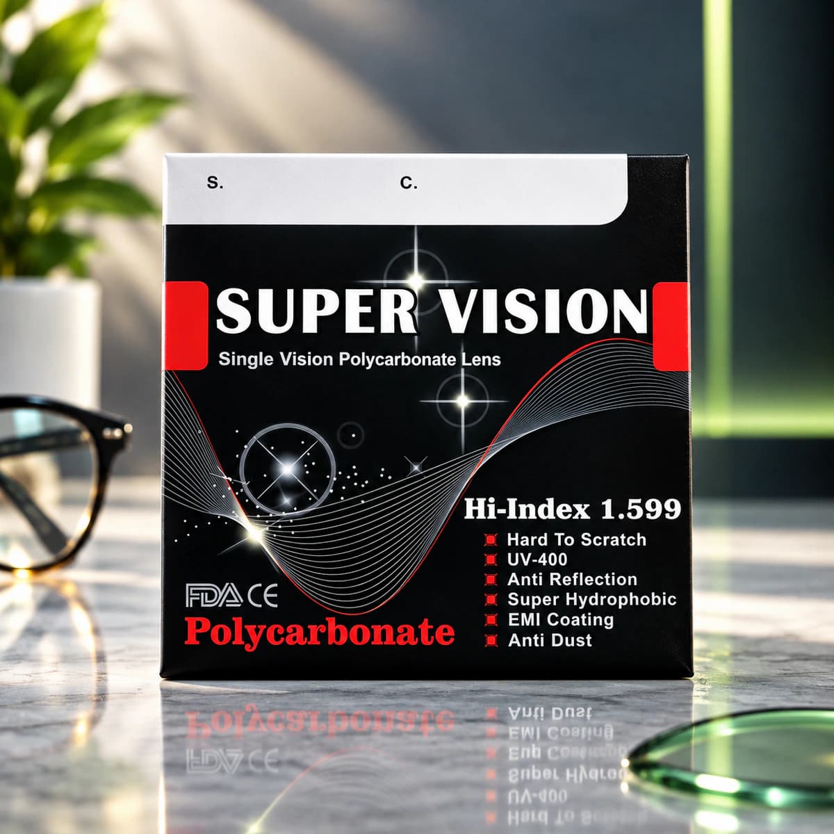عدسی نشکن پلی کربنات سوپر ویژن 1.59