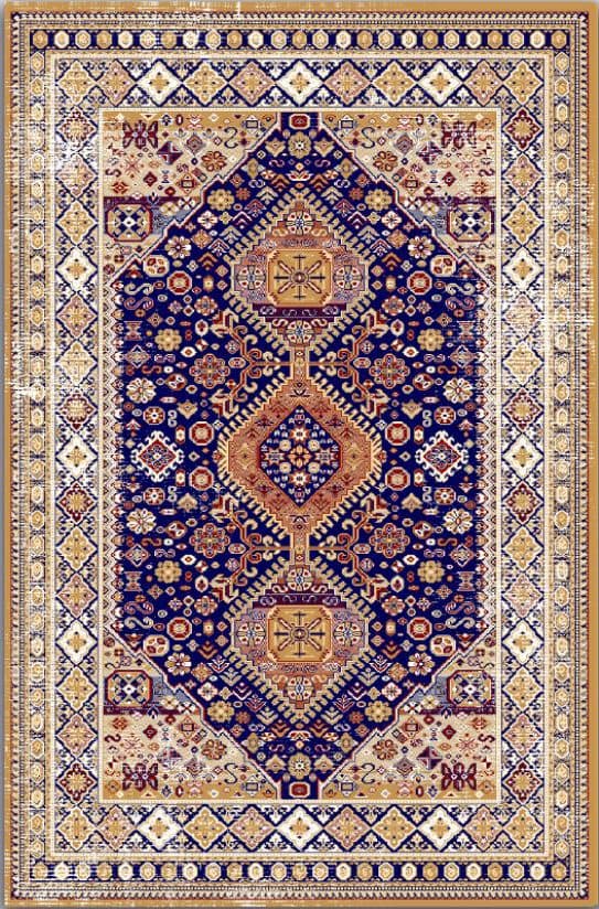فرش کهنه نما قاب در قاب | فرش طرح ابریشمی صائب | کد : A150