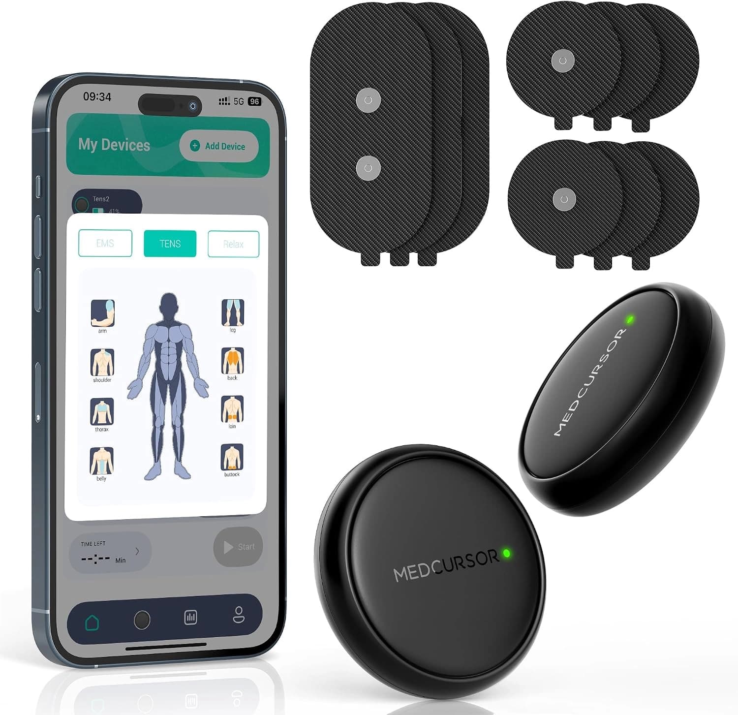 ماساژور و دستگاه تسکین درد الکتریکی مدل Medcursor TENS فناوری EMS برای تحریک عضلات
