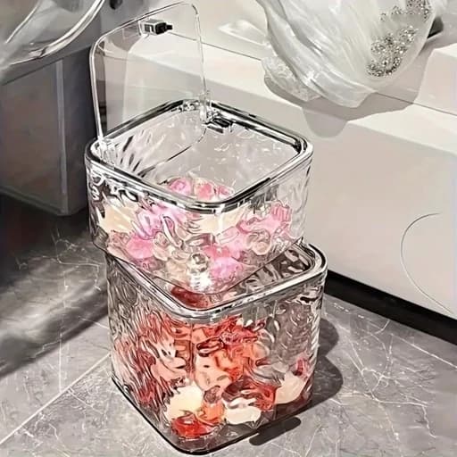 سطل رومیزی مربع دور نقره ای سایز کوچک کامنا مدل 13144786