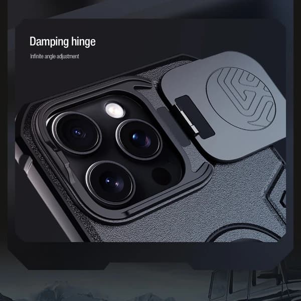 گارد ضد ضربه مگنتی کمرا استند iPhone 16 Pro Max مارک نیلکین مدل Camshield Armor Prop — تصویر ۴