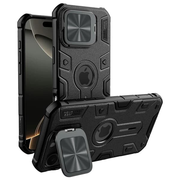 گارد ضد ضربه مگنتی کمرا استند iPhone 16 Pro Max مارک نیلکین مدل Camshield Armor Prop — تصویر ۵