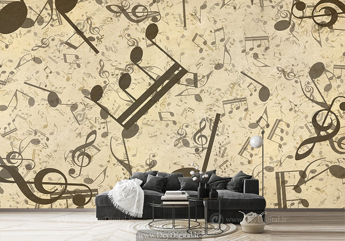 کاغذ دیواری سه بعدی موسیقی برای آموزشگاه WA-1409