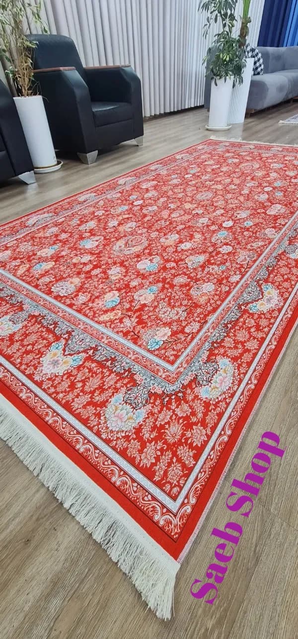 فرش لاکی طرح افشان گل | فرش طرح ابریشمی صائب | کد : A130