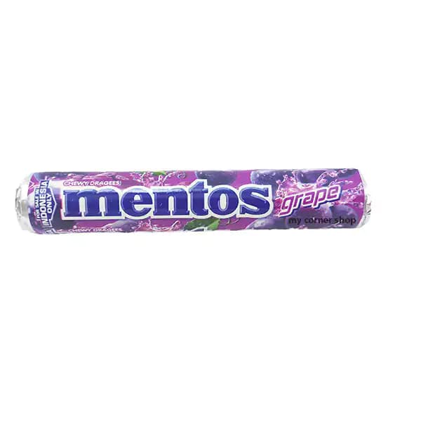 mentos آبنبات جویدنی، میوه ای، ترش مزه، طعم انگور، کد 006