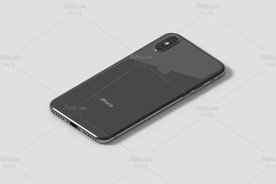 قالب لایه باز موکاپ iPhone X ایزومتریک برای فتوشاپ — تصویر ۶