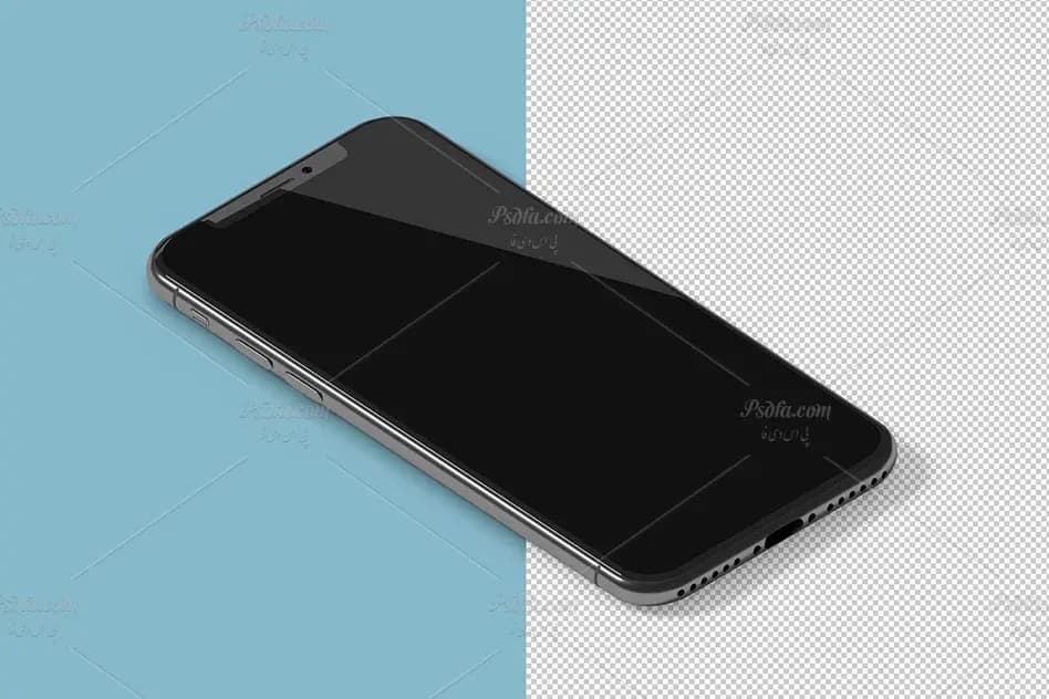 قالب لایه باز موکاپ iPhone X ایزومتریک برای فتوشاپ — تصویر ۳