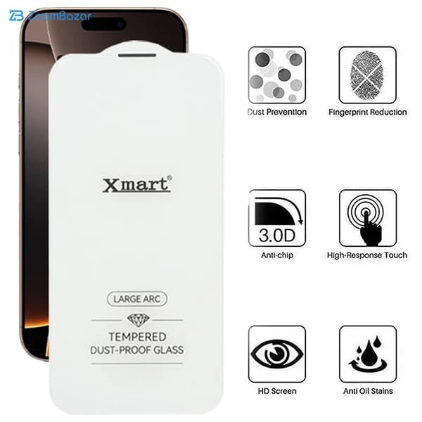 گلس اپیکوی مدل Xmart 3D Large ARC مناسب برای گوشی موبایل اپل iPhone 16 / 15 / 14 Pro — تصویر ۵