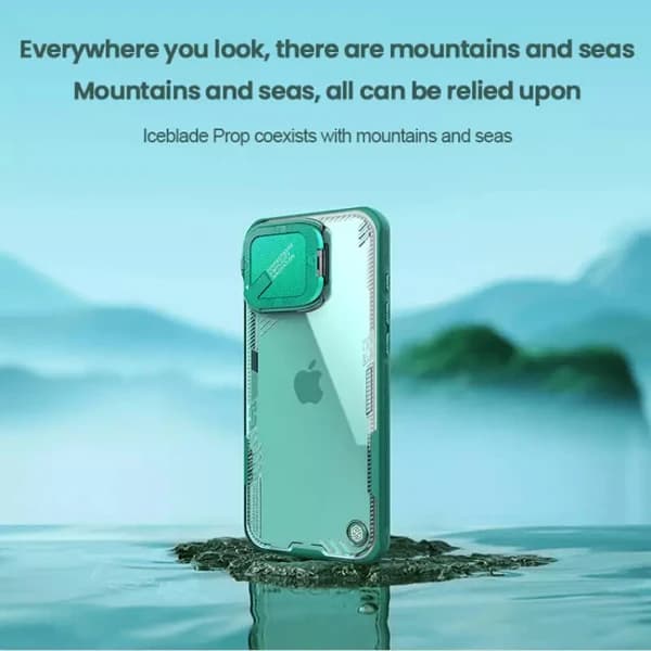 قاب کریستالی کمرا استند iPhone 16 Pro مارک نیلکین مدل Iceblade Prop — تصویر ۵