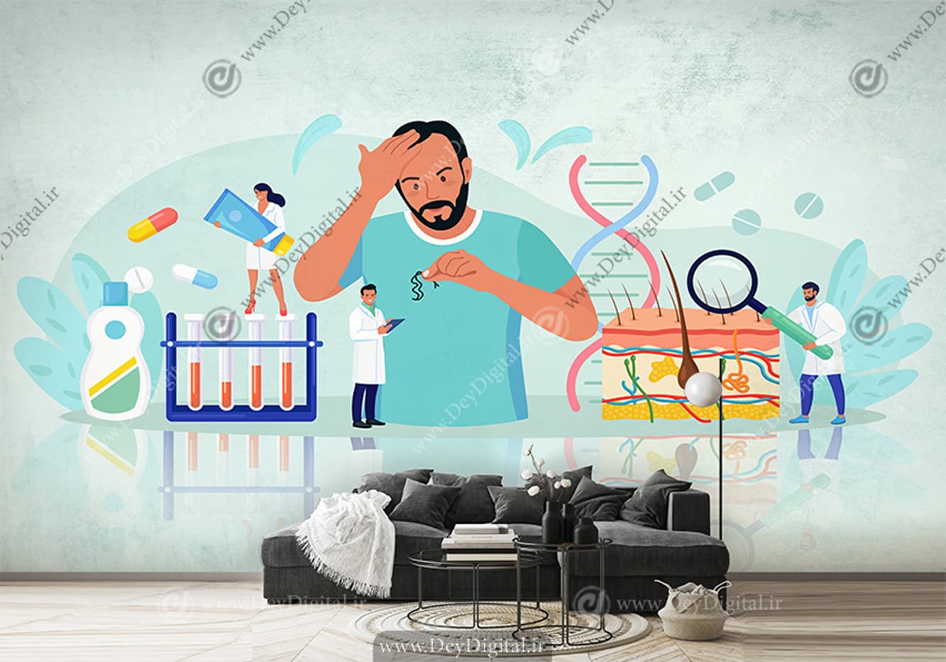 پوستر دیواری کاشت مو طرح وکتوری WA-1342