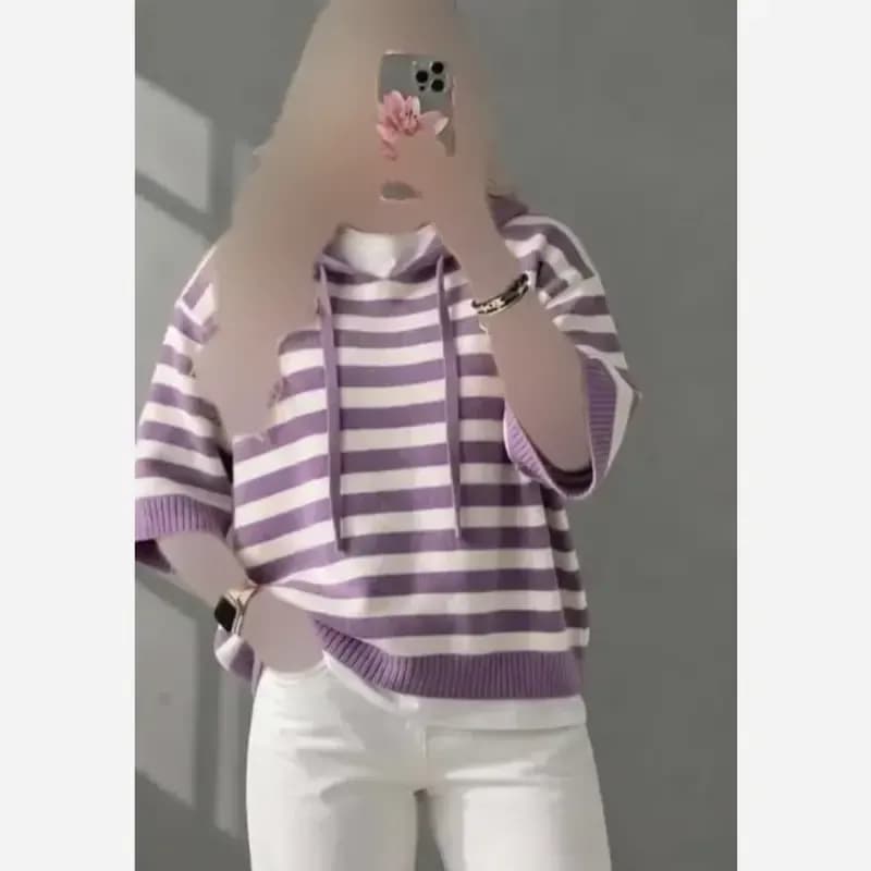 هودی بافت کلاهدار زنانه و دخترانه اکرولیک فری سایز — تصویر ۵