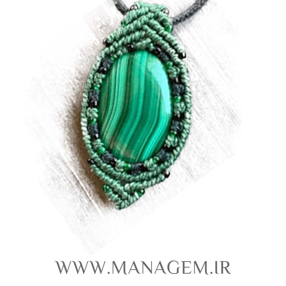 گردنبند میکرومکرومه سنگ مالاکیت