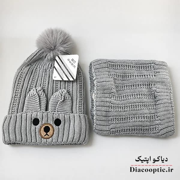 شال و کلاه بچگانه خزدار خرگوشی مدل بافتنی شال رینگی کد 1292 — تصویر ۵