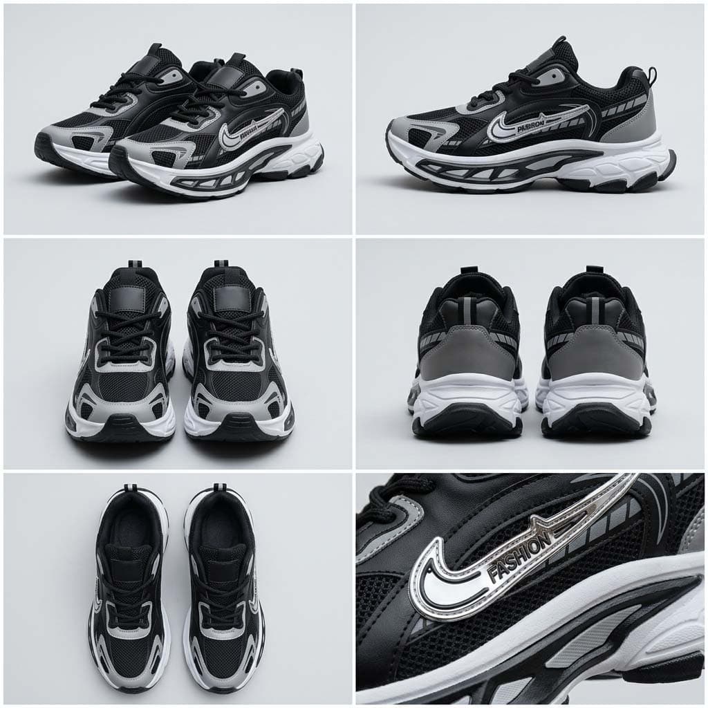 کتونی مردانه فشن مشکی طوسی | Men’s Black Grey Fashion Sneakers — تصویر ۲