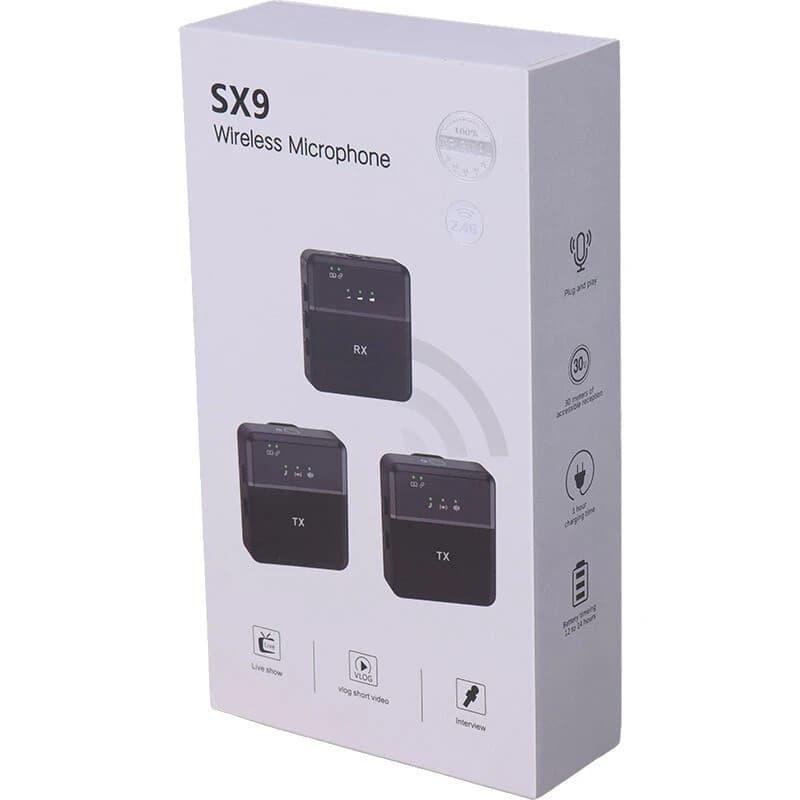 میکروفون یقه ای بی سیم دوتایی SX9 Lightning/3.5mm — تصویر ۷