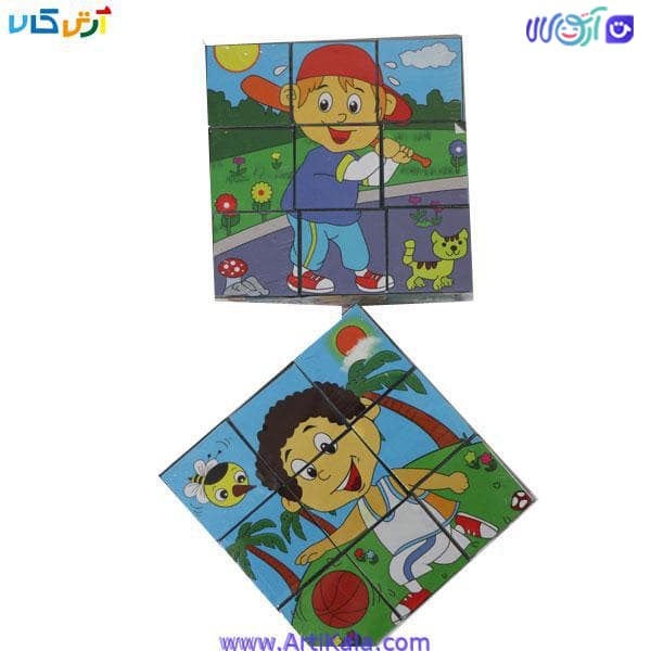پازل چوبی مکعبی 9 قطعه پسرک ورزشکار