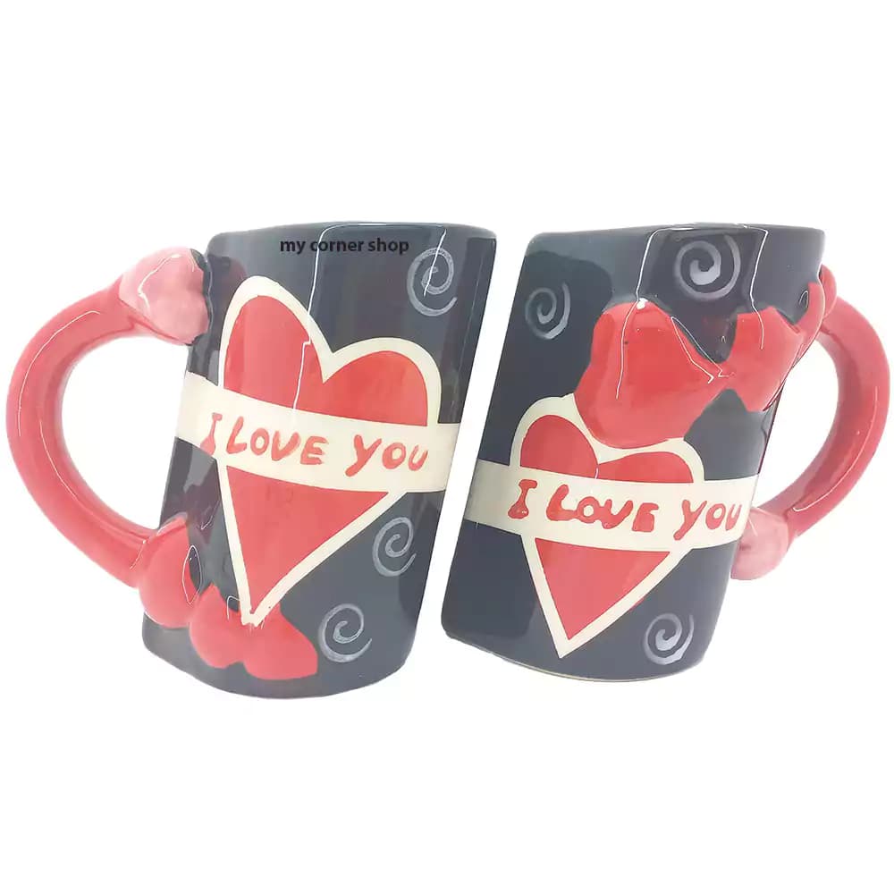 ماگ های جفت دسته قلب دار، I LOVE YOU ، سرامیکی، کد 004