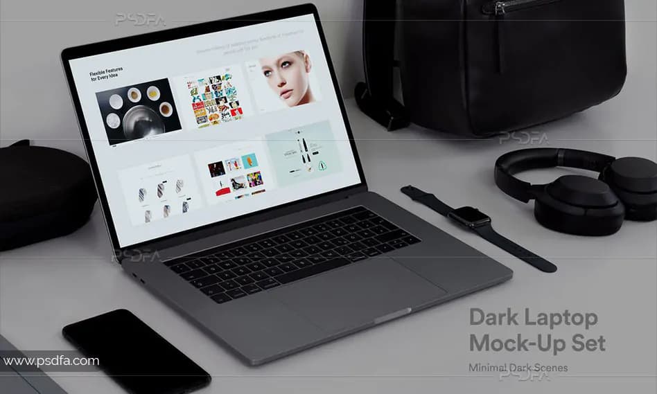 قالب لایه باز موکاپ مک بوک پرو برای فتوشاپ – نسخه Dark