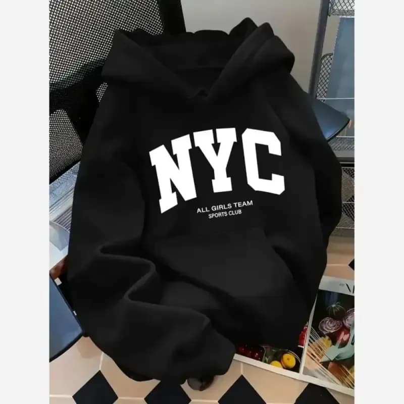 هودی زنانه دورس داخل کرکی طرح NYC فری سایز — تصویر ۲