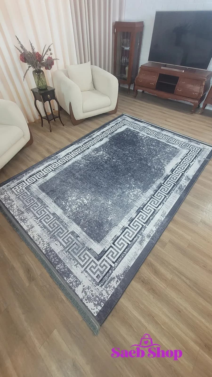 فرش ورساچ آشپزخانه طوسی (Versace) | فرش صائب | کد : h174 — تصویر ۳