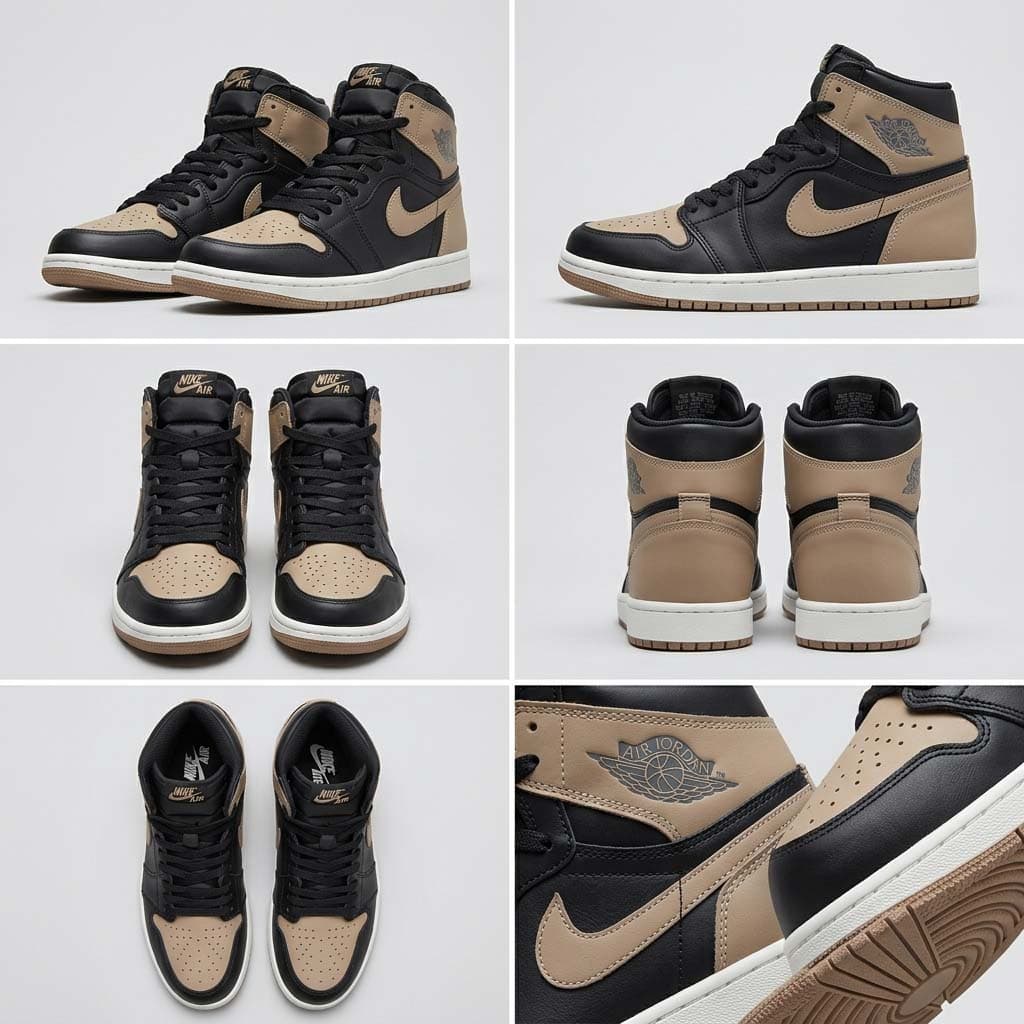 کتونی ساقدار مردانه Air Jordan 1 مشکی موکا مناسب استایل روزمره B | سایز 41 تا 44 — تصویر ۳