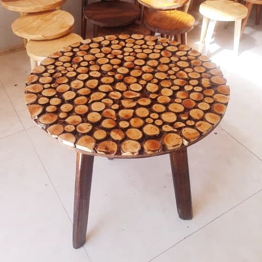 میز عسلی چوبی با تیکه های چوب زردالو کامنا مدل 13152728