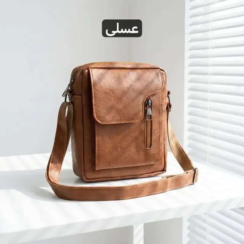 کیف مردانه چرم مصنوعی اداری و روزمره بند دار — تصویر ۴