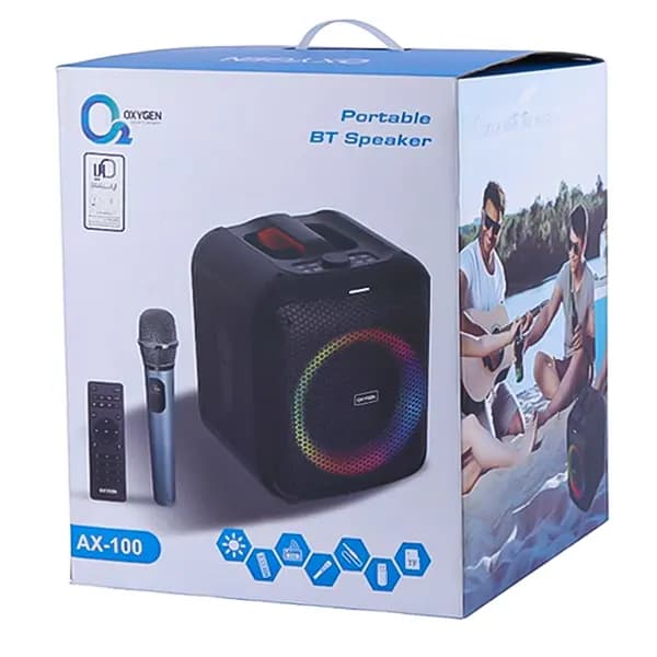 اسپیکر پارتی باکس 20 وات اکسیژن مدل AX-100 دارای پاور بانک — تصویر ۲