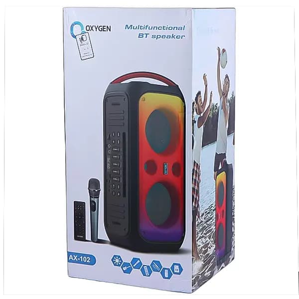 اسپیکر پارتی باکس 50 وات اکسیژن مدل AX-102 دارای پاور بانک — تصویر ۲