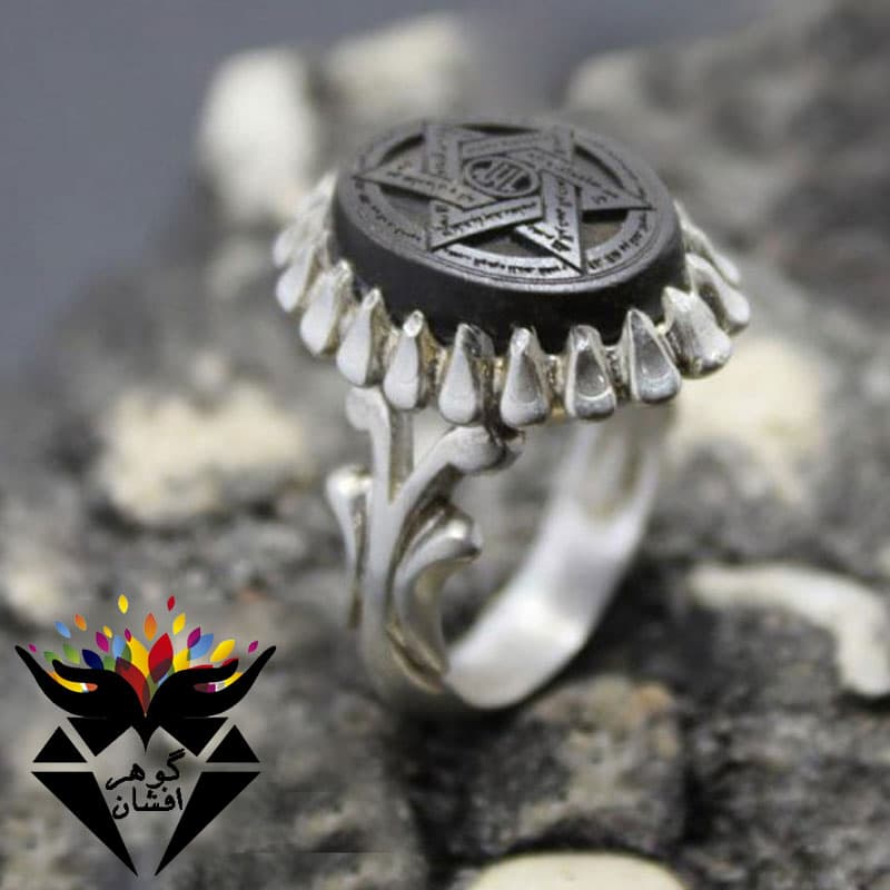 انگشتر حدید سماقی ستاره سلیمان R2506