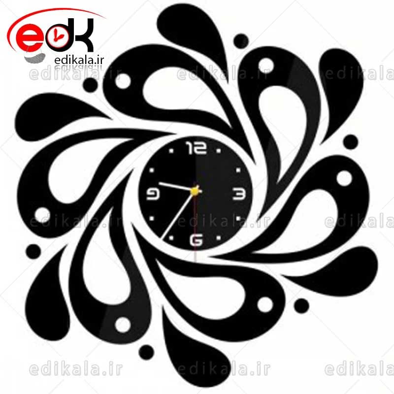 ساعت دیواری فانتزی طرح ترمه در رنگ و ابعاد انتخابی