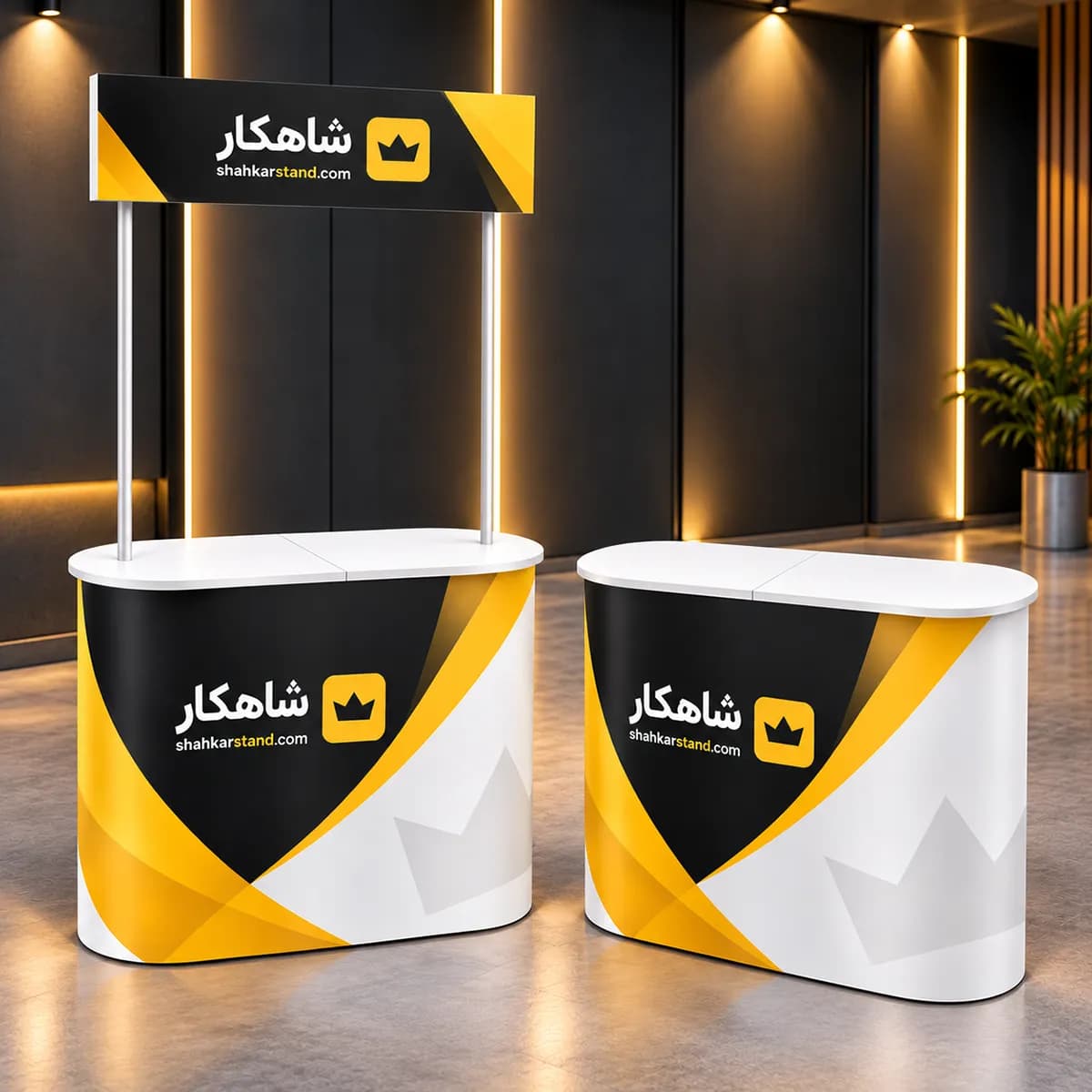 میز کانتر نمایشگاهی آلومینیومی یکنفره به همراه چاپ