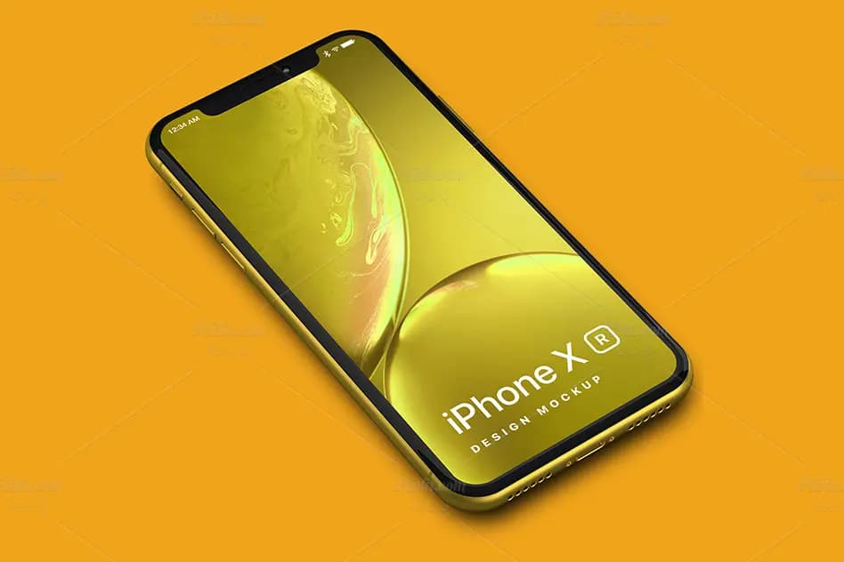 موکاپ آیفون ایکس آر با 6 رنگ مختلف iPhone XR Design Mockup — تصویر ۴