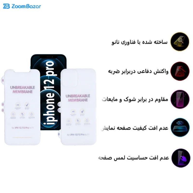 گلس و پشت گوشی مات بوف مدل HgM15 مناسب برای گوشی موبایل اپل iphone 12 Pro (به همراه گارانتی ۶ ماهه) — تصویر ۶
