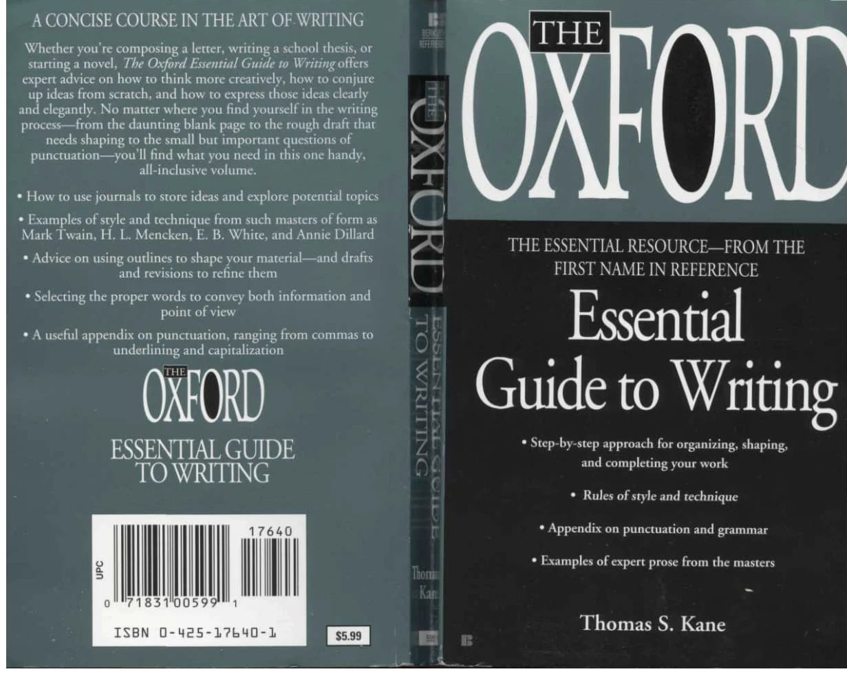 دانلود کتاب راهنمای ضروری نگارش آکسفورد (The Oxford Essential Guide to Writing) نسخه انگلیسی PDF | توماس اس. کین