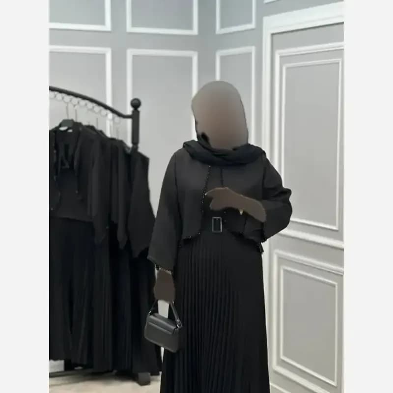 ست سه تیکه سارافون و کت مشکی مدل نیلماه فری سایز 38 تا 46 — تصویر ۶